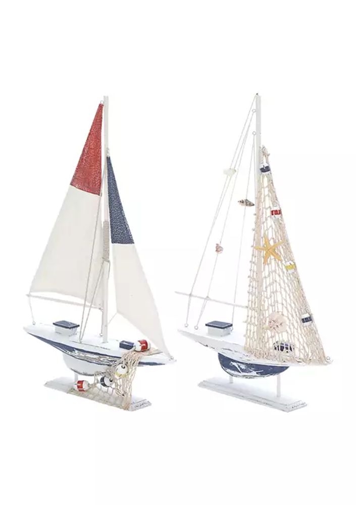 Belk Set of 2 Wood Coastal Sailboat Sculptures | The Summit