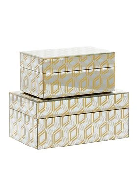 Gold Wood Glam Box - Set of 2