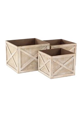 Farmhouse Wood Planter - Set of 3