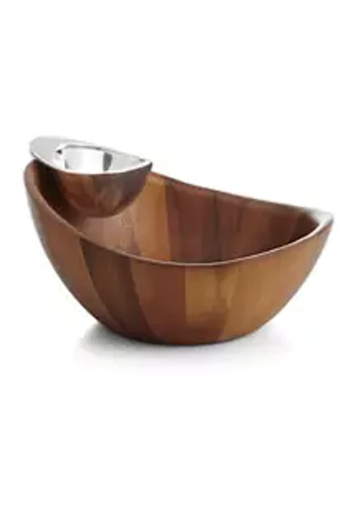 Nambe Mills Brown Chip & Dip Server