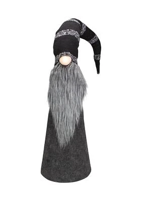 37Inch LED Lighted Black and Gray Knit Gnome Christmas Figure