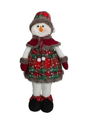 24Inch Red and Green Jolly Plush Girl Snowman Christmas Figure