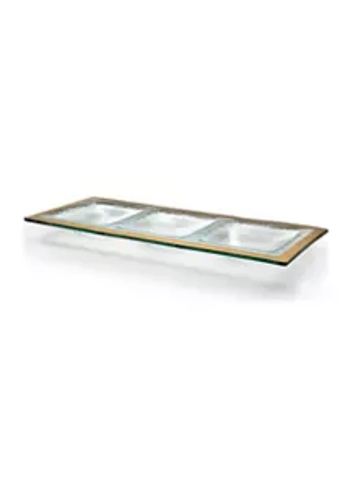 Annieglass Roman Antique Three Section Hostess Tray