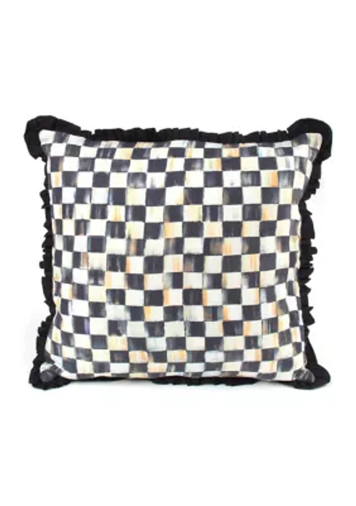 Courtly Check Ruffled Square Pillow