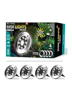 Bell + Howell Disk Lights Round Stainless Steel Solar Powered Outdoor Integrated LED Path Disk Lights 4-Pack