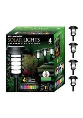Bell + Howell Solar Powered Pathway Lights 11 Lumens LED Landscape Color Changing Path Lights 4-Pack