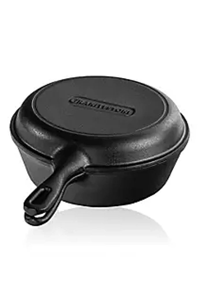 GRANITESTONE DIAMOND Cast Iron Seasoned 2 in 1 Cooker Pot