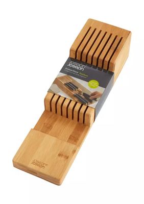 Compact 2 Tier Bamboo Knife Organizer