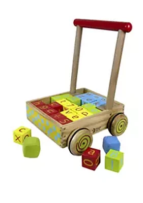 Classic Toy Wood Baby Walker with Blocks