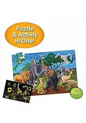 Learning Journey International Puzzle Doubles Glow in the Dark – Wildlife – 100 Piece Glow in the Dark Preschool Puzzle (3 x 2 feet) – Educational Gifts for Boys & Girls Ages 3 and Up