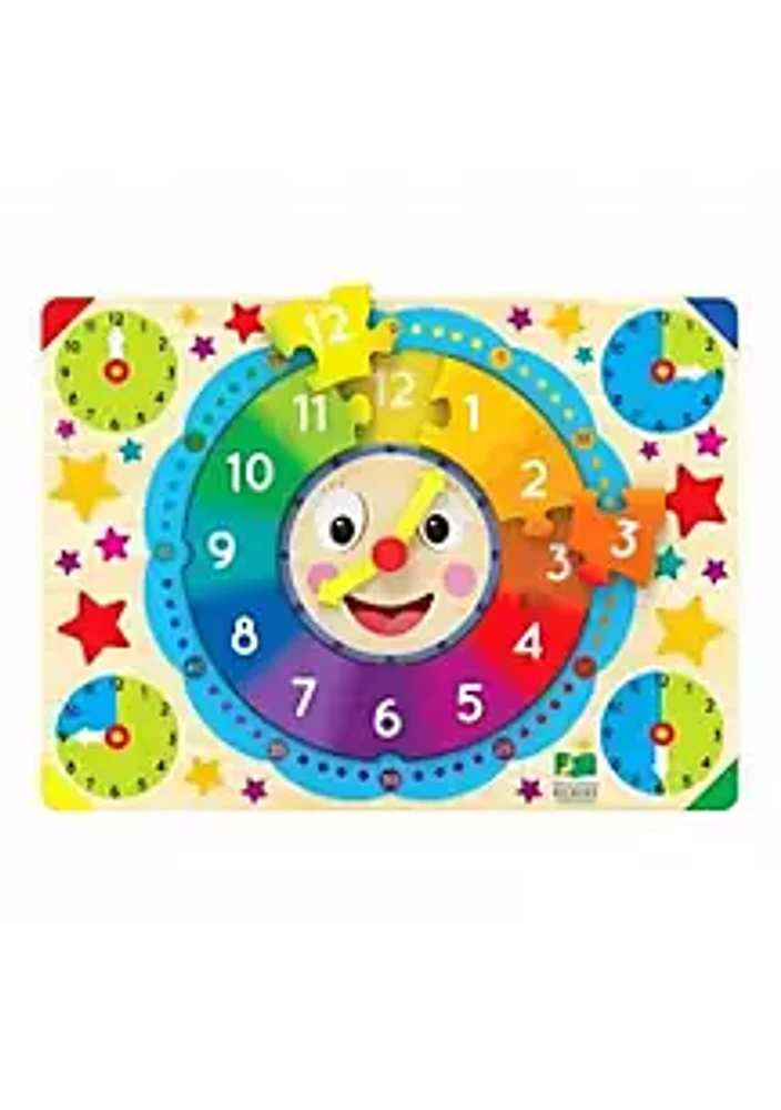 Learning Journey International Lift & Learn Clock Puzzle - Pictures Underneath Each Piece - Preschool Toys & Gifts for Boys & Girls Ages 3 and Up