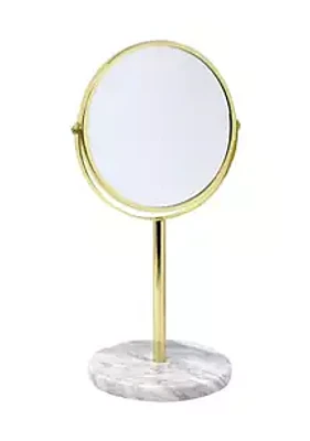 Heritage Steel Round Mirror with Marble Base