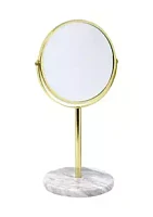 Heritage Steel Round Mirror with Marble Base