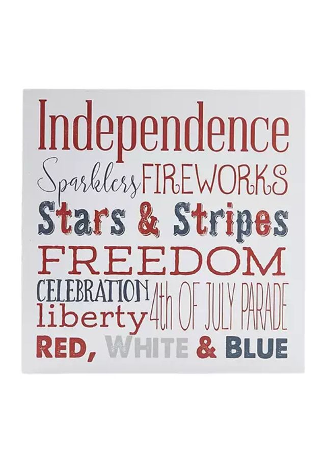 Red White and Blue July 4th Block Art
