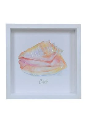 Pink Shell Wood Block Art