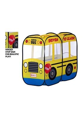 School Bus Pop-Up Play Tent Mesh Windows & Opening Flap Entrance