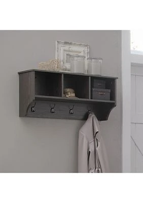 Woodbury Wall Shelf with Cubbies and Hooks