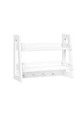 RiverRidge Home Kids 2-Tier Ladder Wall Shelf with Hooks - White