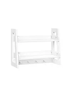 RiverRidge Home Kids 2-Tier Ladder Wall Shelf with Hooks - White