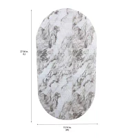 2 Pack Oval Bubble Bath Mat in Marble Print