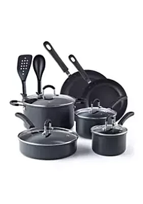 Cook N Home 12-Piece Nonstick Hard Anodized Cookware Set, Black