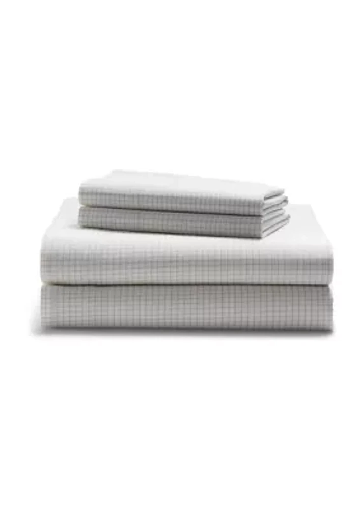 Sloane Cotton Percale Checked Sheet Set