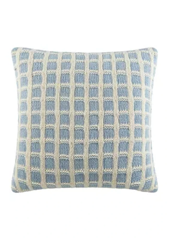Zephyr Knitted Square Ivory Decorative Pillow