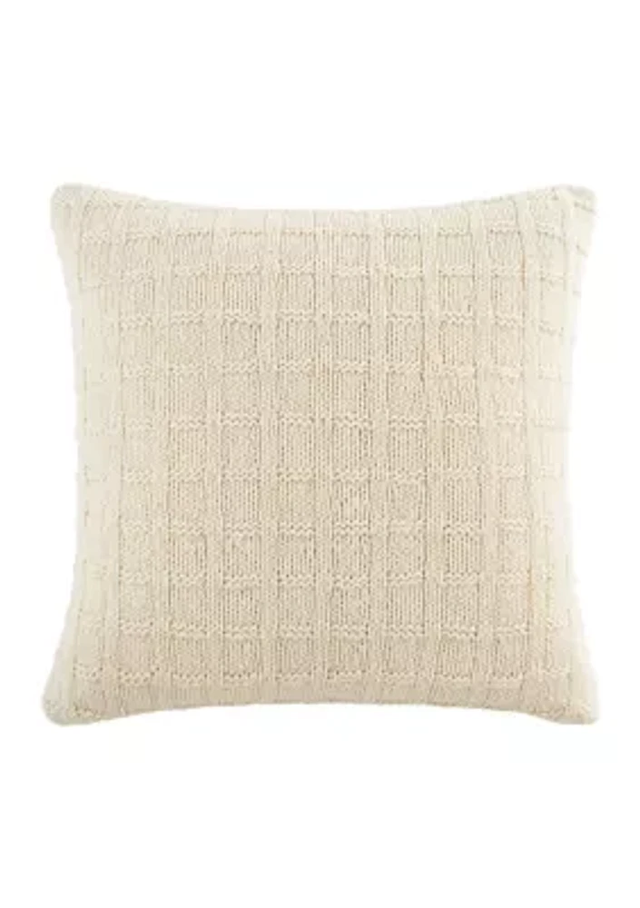 Zephyr Square Chambray Ivory Decorative Pillow