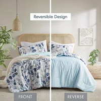Gabby Reversible Floral Botanical Seersucker Comforter Set