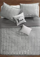 Raina Gray and Silver Comforter Set