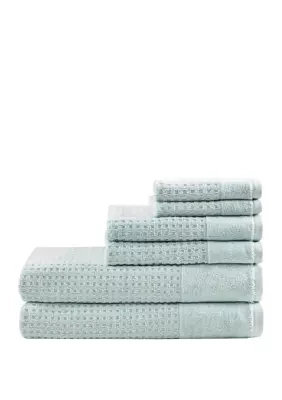 Spa Waffle 6 Piece Jacquard Combed Cotton Towel Set