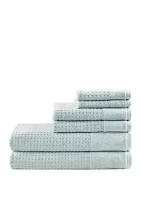 Spa Waffle 6 Piece Jacquard Combed Cotton Towel Set