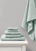 Spa Waffle 6 Piece Jacquard Combed Cotton Towel Set