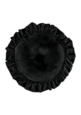 Stella Faux Silk Velvet Ruffled Round Pillow