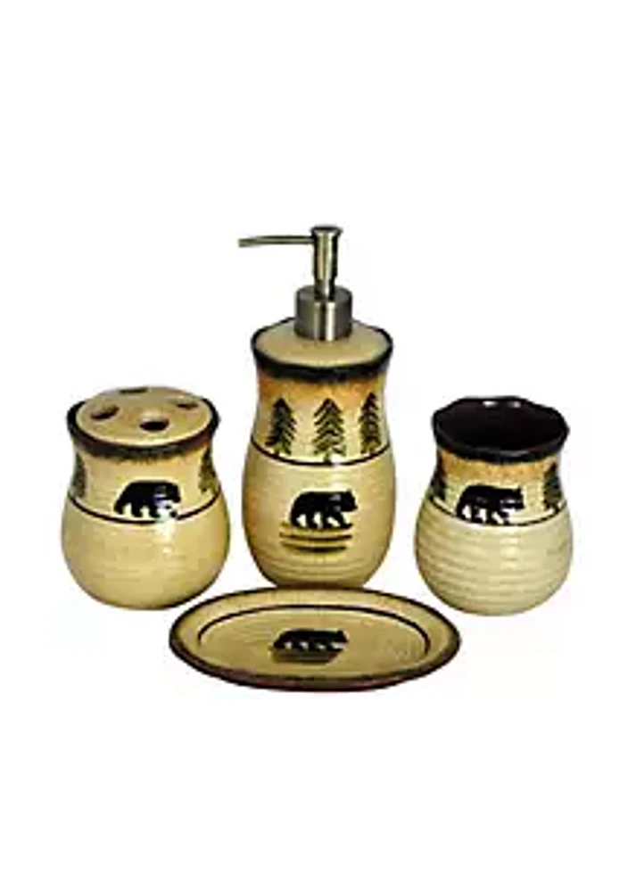 Paseo Road by HiEnd Accents Rustic Bear Ceramic Forest Countertop Bathroom Set