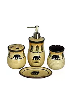 Paseo Road by HiEnd Accents Rustic Bear Ceramic Forest Countertop Bathroom Set