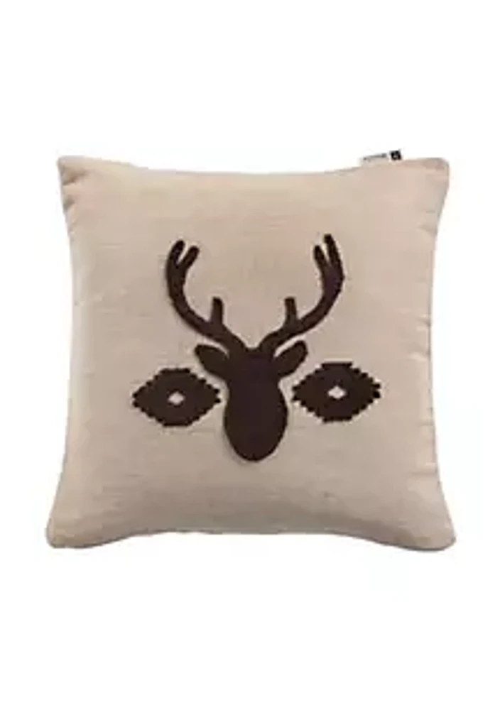Paseo Road by HiEnd Accents Aztec Deer Bust Embroidered Burlap Throw Pillow