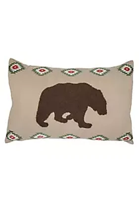 Paseo Road by HiEnd Accents Aztec Embroidered Bear Burlap Lumbar Pillow