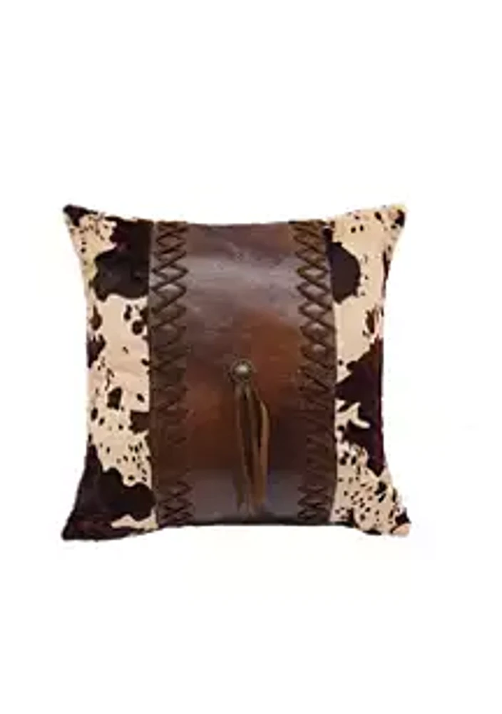 Paseo Road by HiEnd Accents Cowhide & Concho Laced Faux leather Throw Pillow