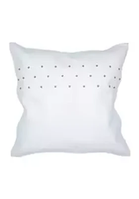 HiEnd Accents Genuine White Leather Studded Throw Pillow