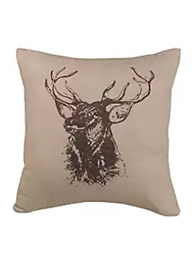 Paseo Road by HiEnd Accents Elk Bust Burlap Throw Pillow
