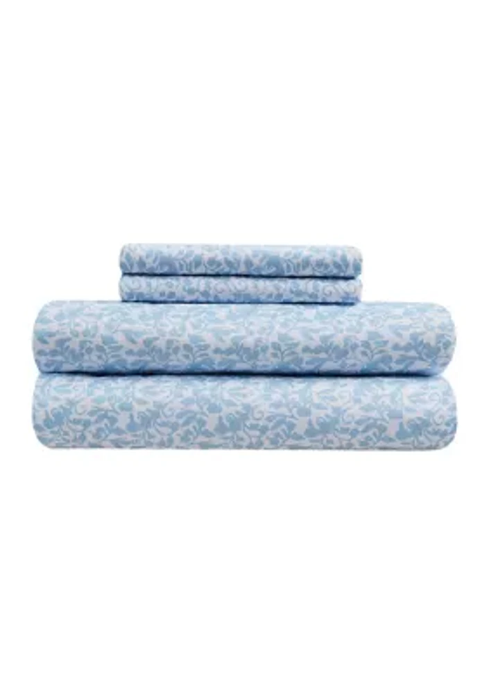 Blue and White Floral Sheet Set