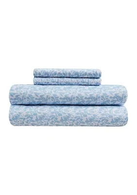 Blue and White Floral Sheet Set