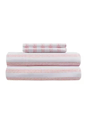 Coral Stripe Sheet Set