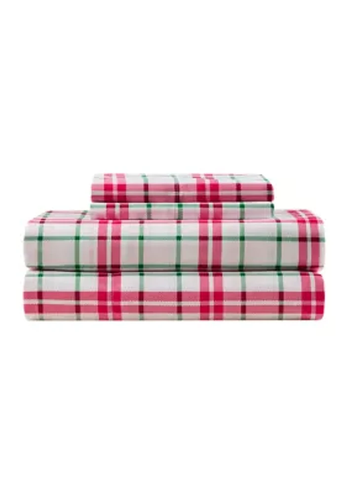 Red Green Plaid Printed Sheet Set