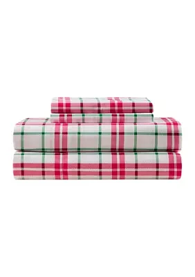 Red Green Plaid Printed Sheet Set