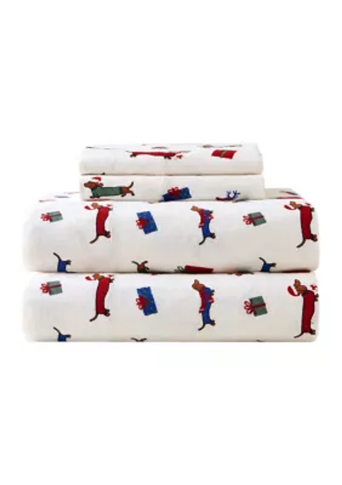 Multi Dog Printed Christmas Sheet Set