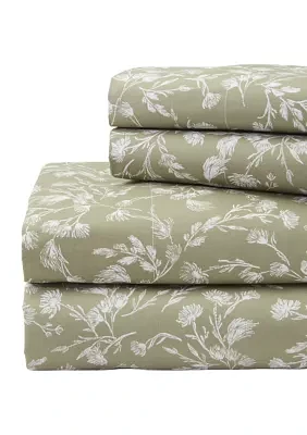 Green Floral Sheet Set