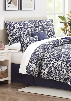 Navy Paisley 6-Piece Comforter Set