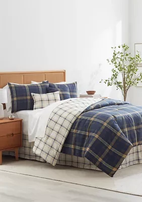 Navy Plaid 6 Piece Comforter Set